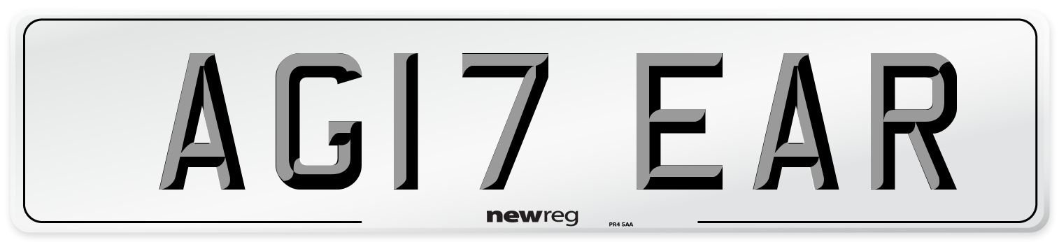 AG17 EAR Number Plate from New Reg